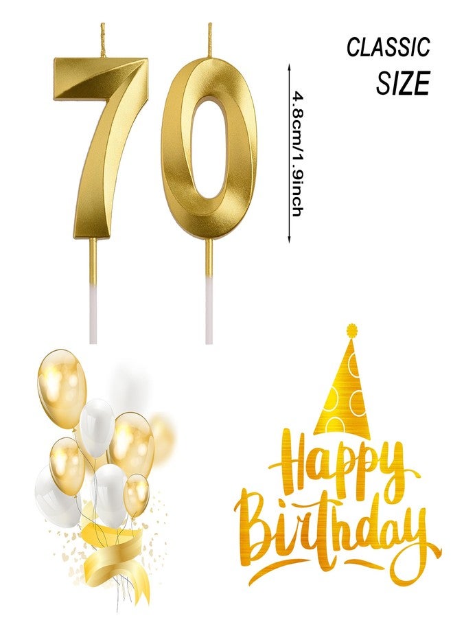 AOOLADA 70th Birthday Candles, Gold 70 Year Old Number Birthday Candles, Number 70 Candles for Men Women, Happy Birthday Party Decorations Cake Topper Gifts for Wedding Anniversary Celebration - Image 2